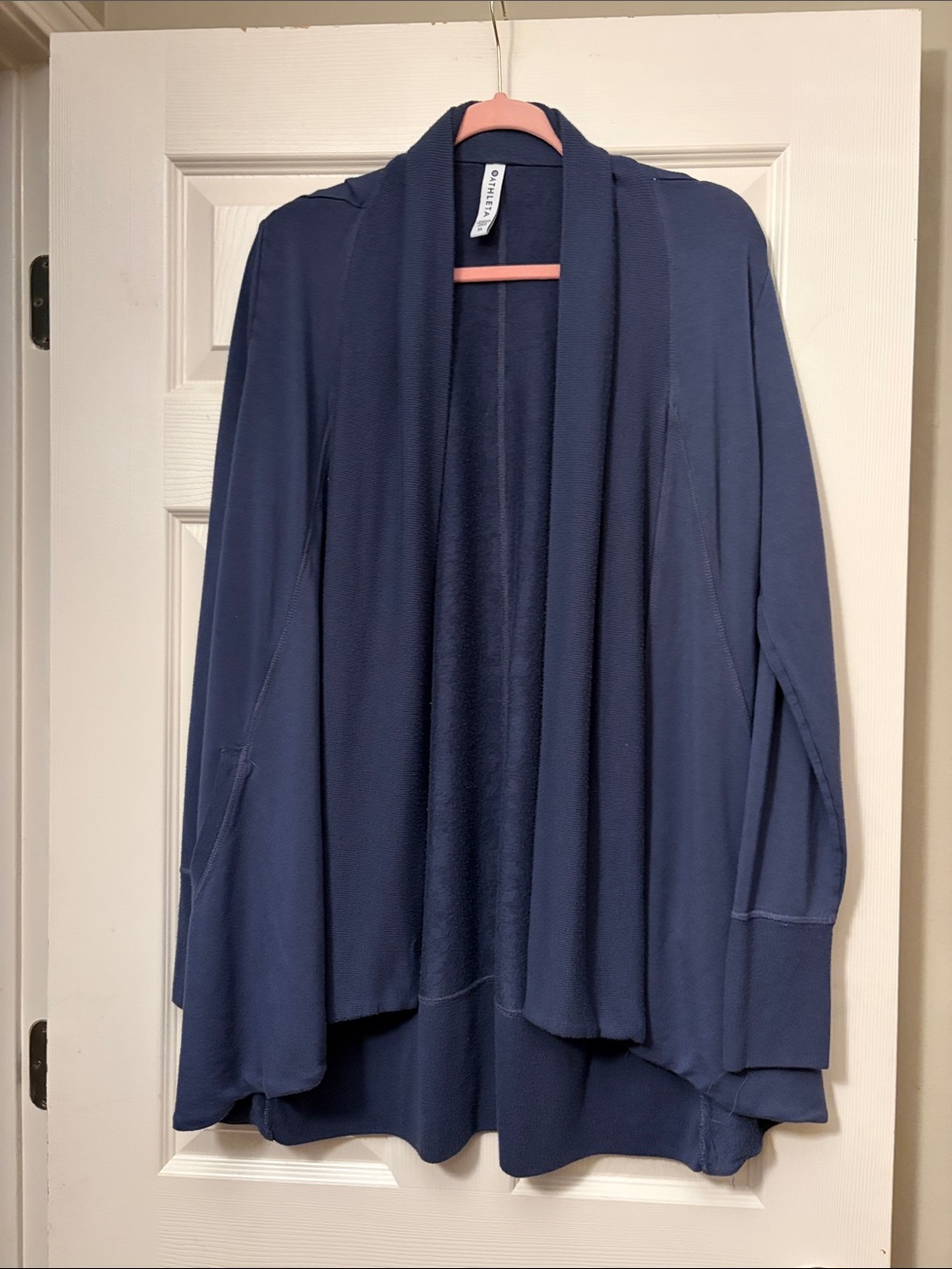 Athleta Navy Open-Front Draped Cardigan